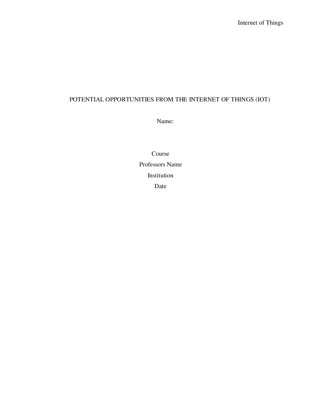 Preview image for POTENTIAL OPPORTUNITIES FROM THE INTERNET OF THINGS (IOT)